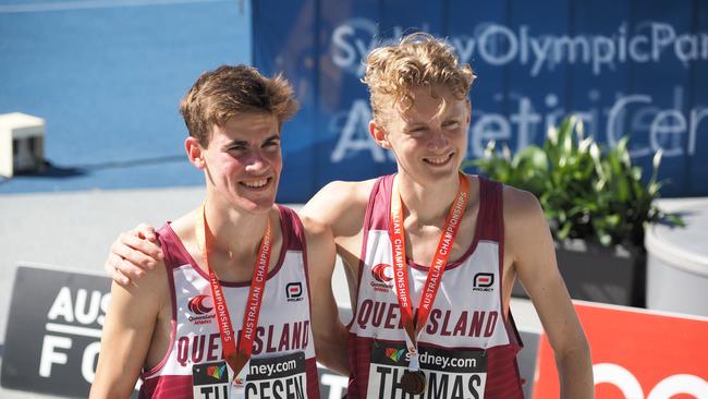 Patrick Thygesen, left, with his silver medal.