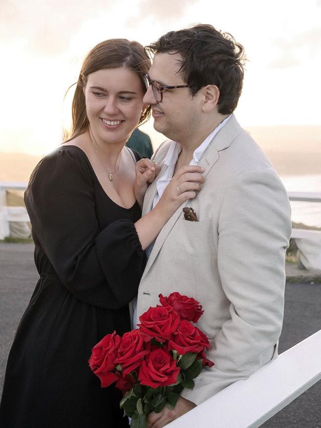 Brittany Higgins’ partner David Sharaz proposed in Byron Bay on New Years Eve . Picture: Instagram