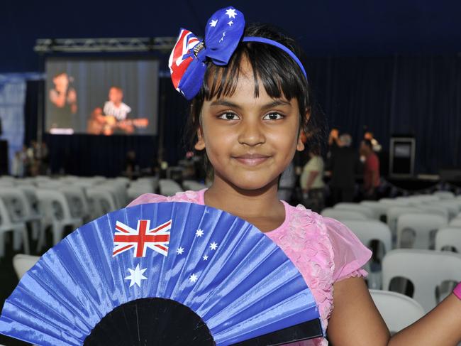 General colour from one of the largest Australia Day Citizenship ceremonies in Australia. pictured is new citizen Rhiana Debnath (7)