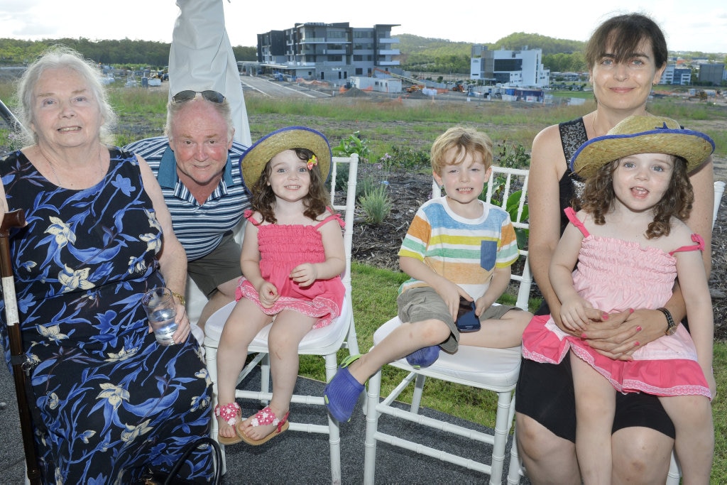 Aveo Springfield open day. Liz Tainsh, Murray Tainsh, Alana Tainsh, 3, Connor Tainsh, 5, Sharyn Gibson and Alyssa Tainsh, 3. Picture: Inga Williams