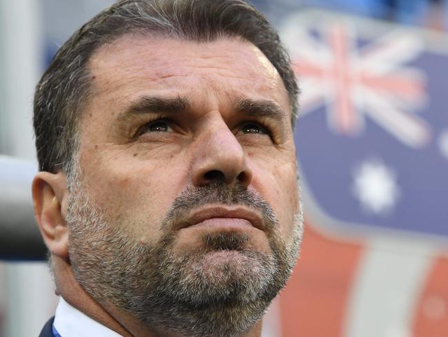 Australia's coach Ange Postecoglou looks on at the start of the 2017 Confederations Cup group B football match between Cameroon and Australia at the Saint Petersburg Stadium on June 22, 2017. / AFP PHOTO / Kirill KUDRYAVTSEV