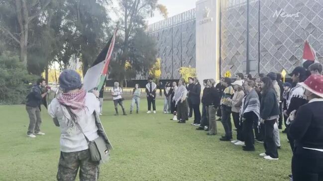 Protestors outside Crown Casino in Perth