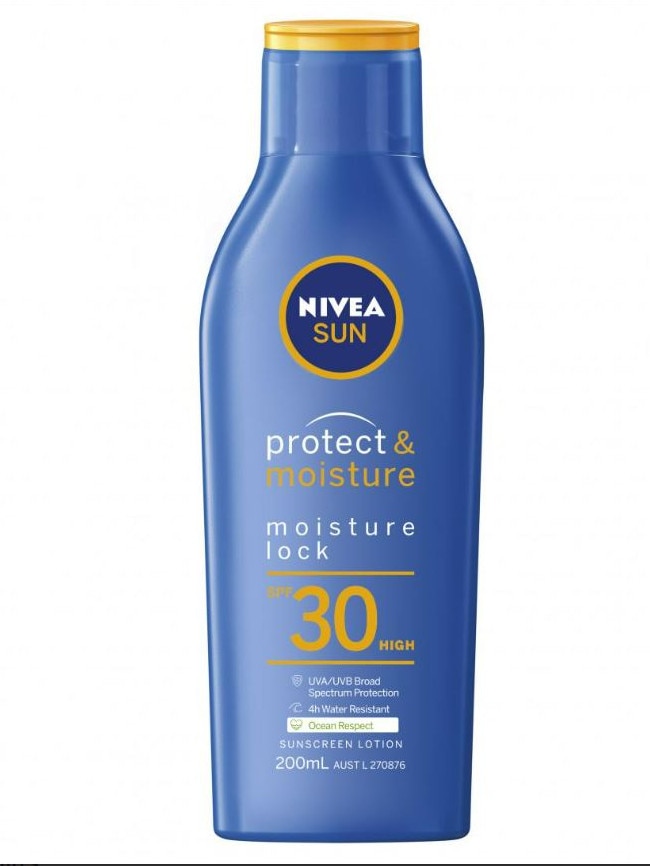 Nivea Moisture Lock SPF30 200ml sunscreen bottle has also been recalled. Picture: Supplied