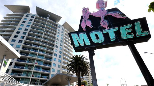 The pink poodle motel sign in Surfers Paradise is going be put on a stamp. Picture: Mike Batterham