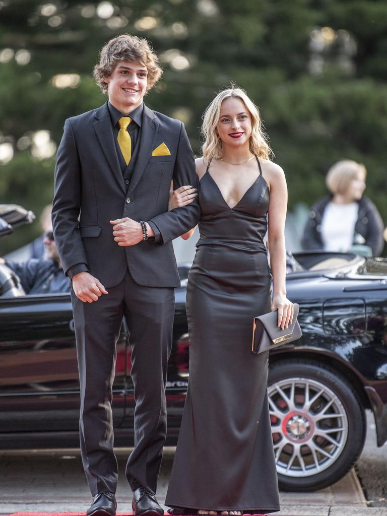 Mitchell Corry and Brooke Truscott. Toowoomba State High School formal at Picnic Point. Friday, September 9, 2022. Picture: Nev Madsen.