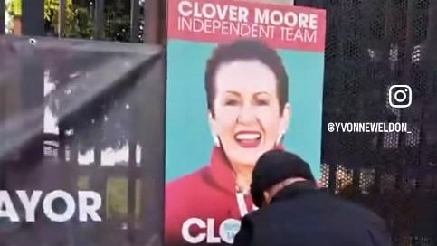 Sydney Council candidate Yvonne Weldon shared footage on social media after her several corflutes were allegedly torn down. Picture: Facebook/ Yvonne Weldon