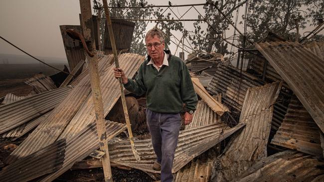 Bill Blair on his property between Tintaldra and Towong which was devastated by the fires near Corryang. Picture: Jason Edwards