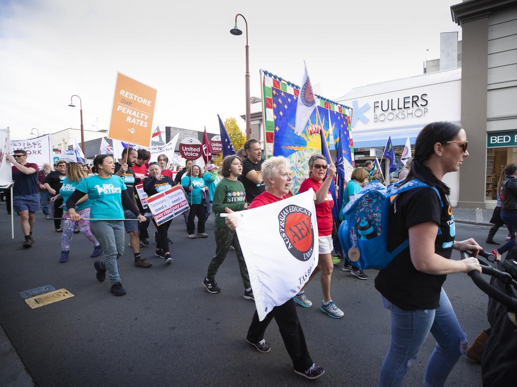 Annual May Day march by Unions in Hobart. Picture: RICHARD JUPE