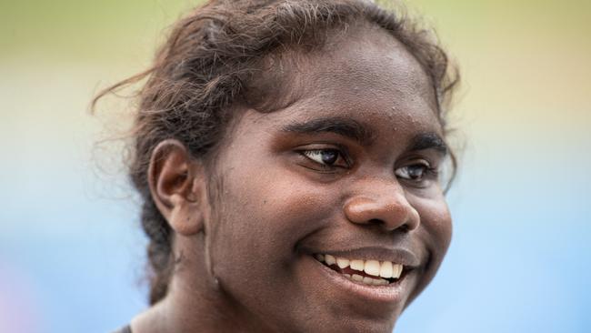 27th February 2022. News Local. Sport.Homebush, Sydney, Australia.Pics by Julian Andrews.Action from The NSW Junior Athletics Championships.Telaya Blacksmith from Shell Cove in 200m