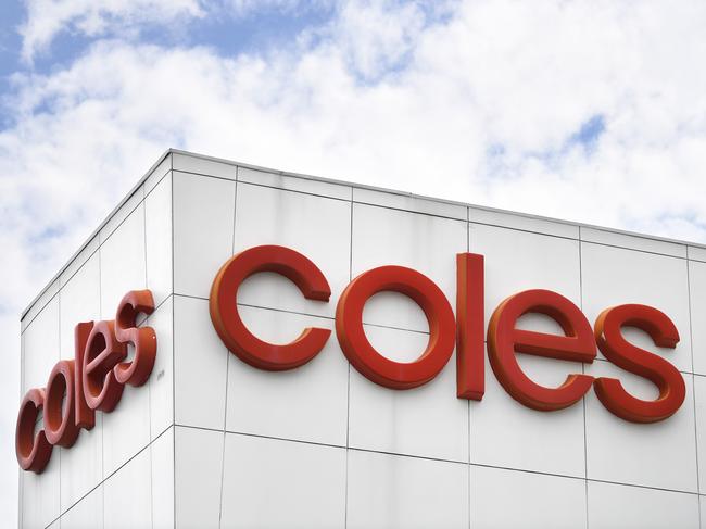 BRISBANE, AUSTRALIA - NewsWire Photos - SEPTEMBER 22, 2020.A Coles supermarket sign above a store in Brisbane. Coles outlets across Queensland will become fully powered by renewable energy sources by 2022.Picture: NCA NewsWire / Dan Peled