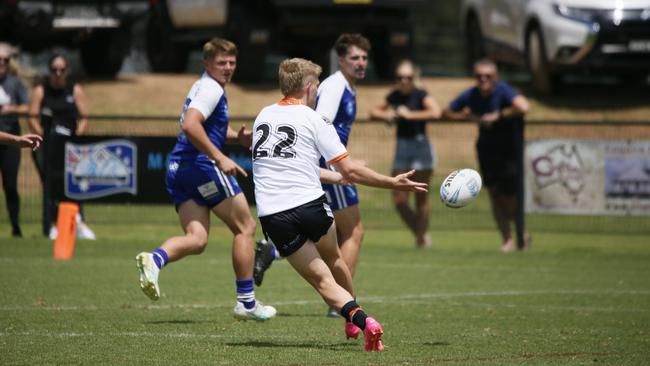 Jayden Innes in action for the Macarthur Wests Tigers against the North Coast Bulldogs during round two of the Laurie Daley Cup at Kirkham Oval, Camden, 10 February 2024. Picture: Warren Gannon Photography