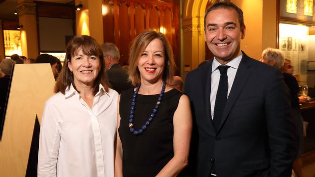 Jo Dyer, centre, with Adelaide Festival chairwoman Judy Potter and Premier Steven Marshall. Picture: Tony Lewis