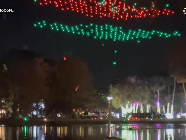 Shock moment Christmas drones fall on crowd