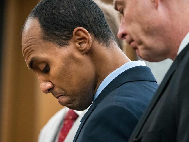 Former Minneapolis police officer Mohamed Noor reads a statement before being sentenced. Picture: AFP