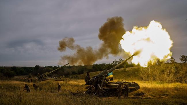 A Ukrainian artillery unit fires at a position near a frontline in Kharkiv region. Picture: AFP