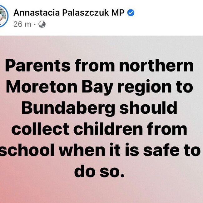 The second of two posts from Premier Annastacia Palaszczuk which caused confusion for parents. Photo: Supplied