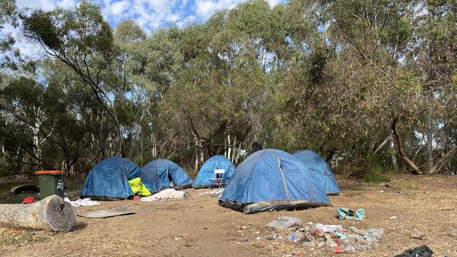 The "men's camp" area at the Safer Place to Gather campsite at Edwards Park. Picture: Supplied