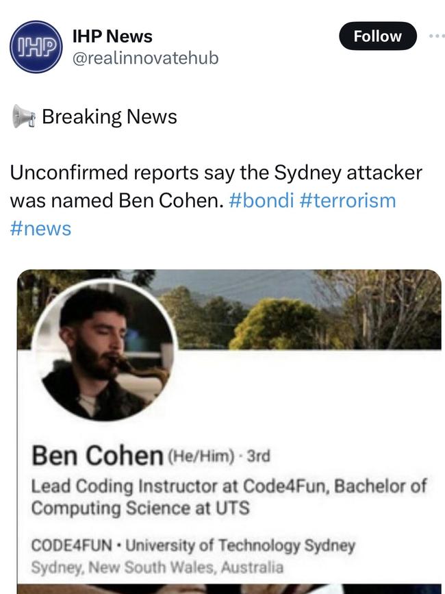 Mr Cohen’s social media accounts have been widely shared online. Picture: X