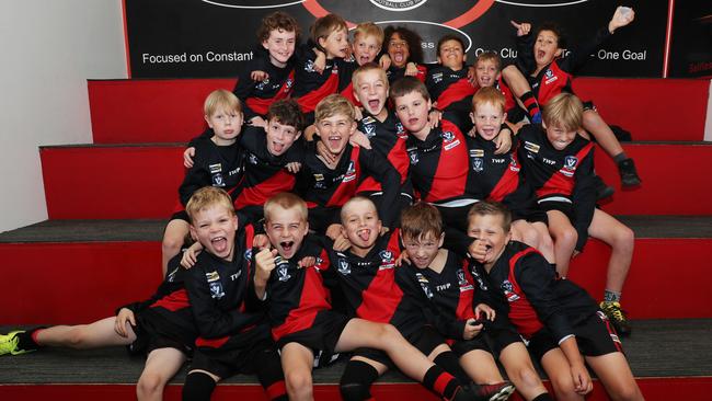 Newtown Chilwell Hyland under-9 football team pull their funniest faces. Picture: Alan Barber