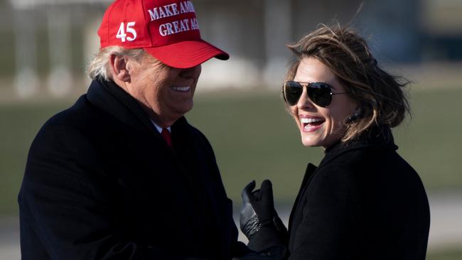 Donald Trump and Hope Hicks in happier, less wrinkly times. Picture: Brendan Smialowski/AFP