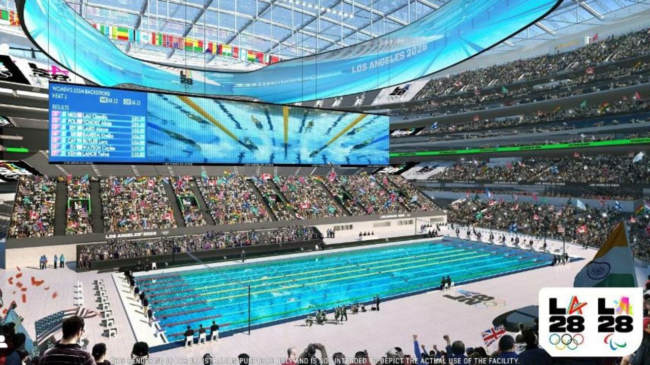 SoFi Stadium will transform into the largest swimming venue in Olympics history. Pic: SoFi Stadium