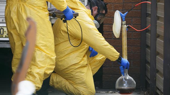 Police uncovered the large clandestine laboratory last night. Picture: Tim Pascoe