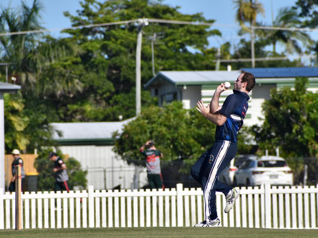 Mitchell Wadsworth bowling for the Brothers Cricket Club against Norths Cricket Club in the Mackay Cricket Association, January 15, 2022