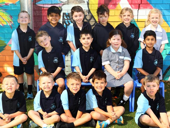 Newtown Primary School 2025 Preps front Davis Wadhams, Cillian Yell, Mason Matthews, Sid Knight, Henley McLachlan. Middle  Zak Matthews, Mohammad Yasin Rezaei, Eadie Hedger, Shreyan Bobbi. Back River Welk, Dyaush Talsani, Oli Warren Le Noble, Fletcher Morris, Thatcher Trenery, Frankie Wilkins - Scouller