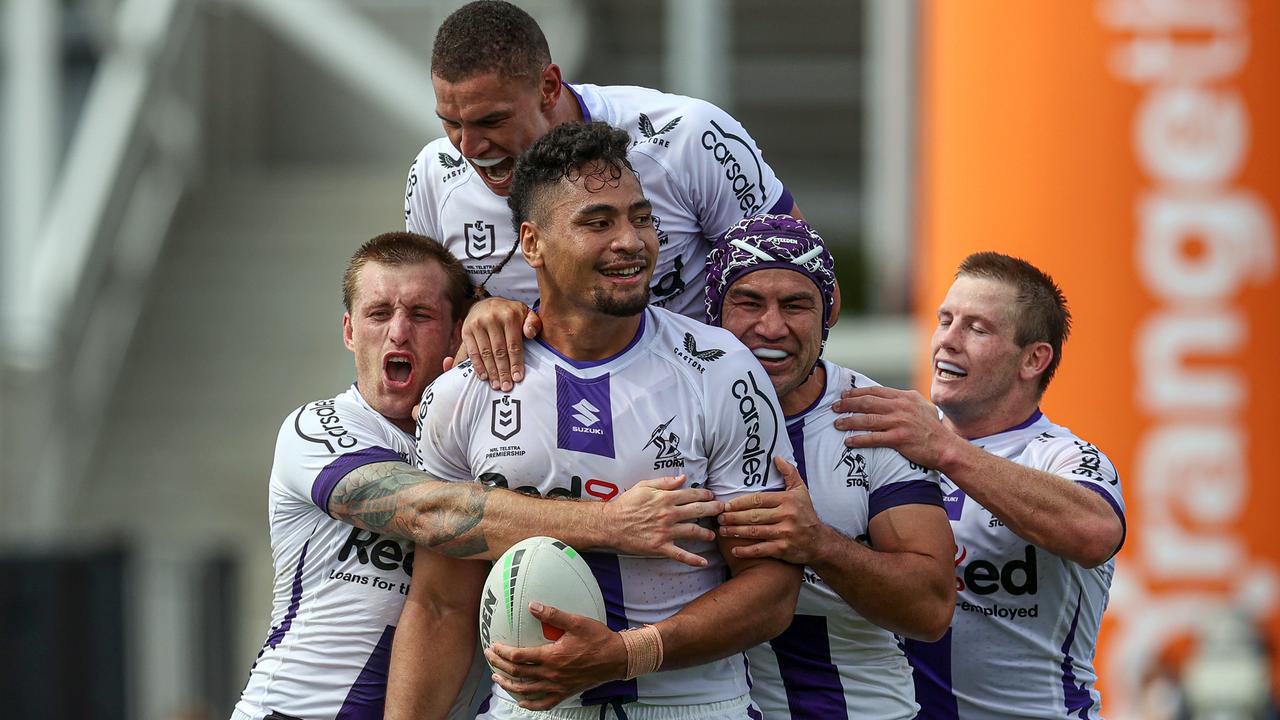 Eliesa Katoa scores for the Storm. Picture: NRL Photos