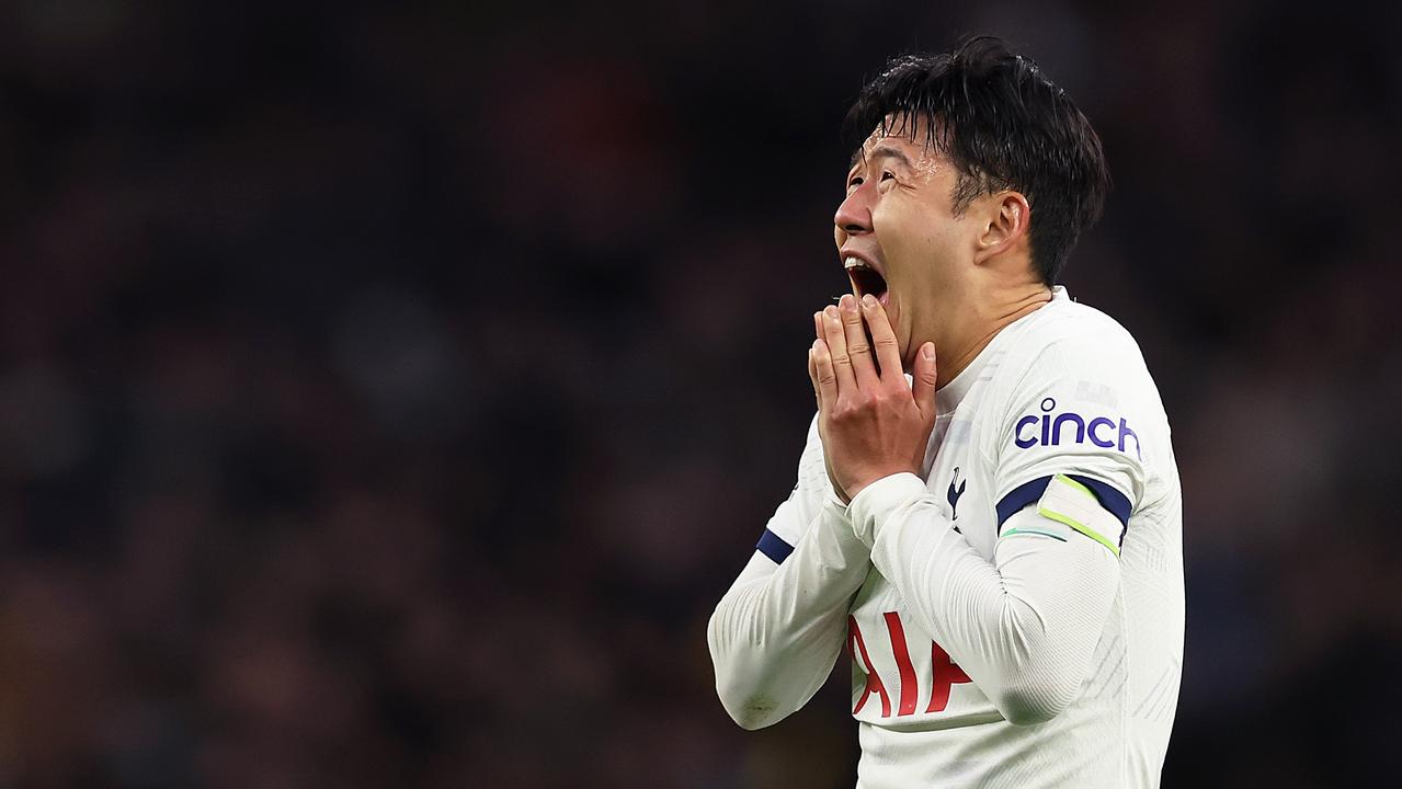 LONDON, ENGLAND – FEBRUARY 17: Heung-Min Son of Spurs reacts at full time following the Premier League match between Tottenham Hotspur and Wolverhampton Wanderers at Tottenham Hotspur Stadium on February 17, 2024 in London, England. (Photo by Julian Finney/Getty Images)
