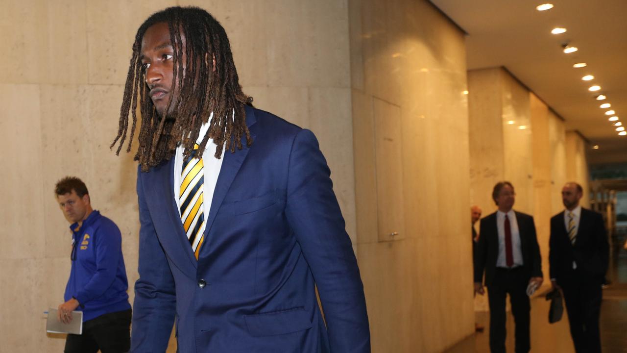 West Coast Eagles ruckman Nic Naitanui fronts the media on Wednesday night.