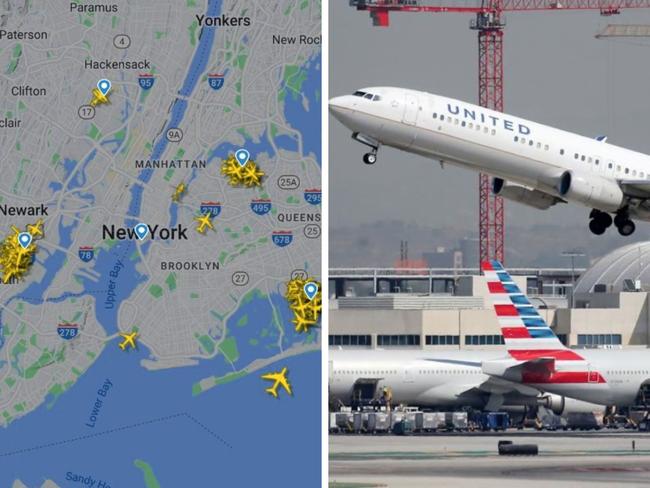 Substantially fewer planes in the sky over New York on Wednesday morning