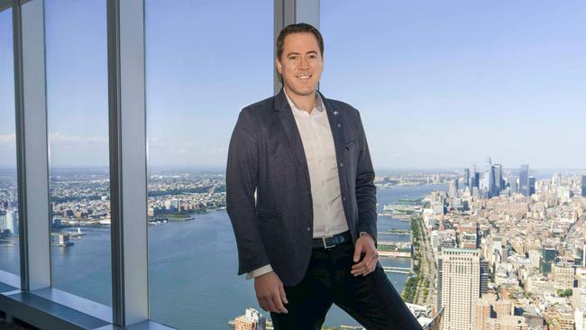 Scale Facilitation founder David Collard feeling on top of the world at his One World Trade Center office in New York. Picture: Abby Holden