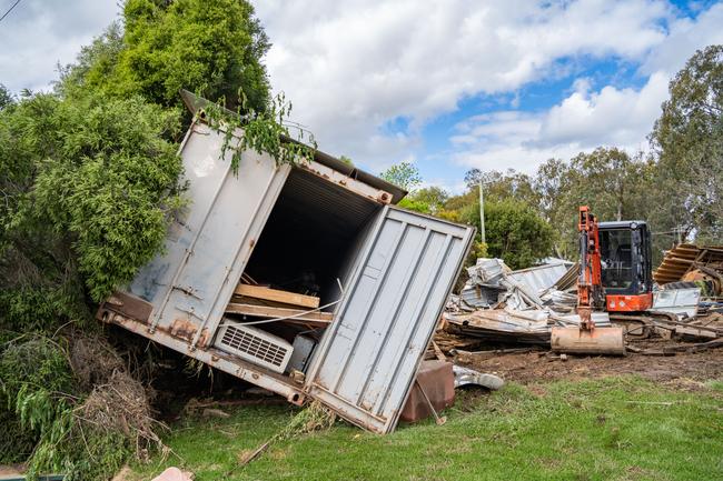 Huge storms late Sunday caused a massive flash flood in the middle of the night in Eugowra, with houses washed off their foundations, and cars and other items strewn though the town. Picture: Chris Watson/Farmpix Photography