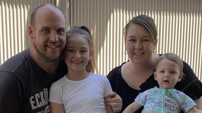 The Macarthur region has rallied around former Spring Farm man Shane Wakley (left), pictured with his wife and two kids, who has been diagnosed with cancer.