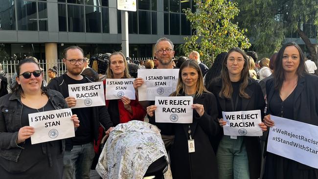 Staff at the ABC's Ultimo studios staged a walkout in protest over the departure of Q+A host Stan Grant. Picture: Twitter