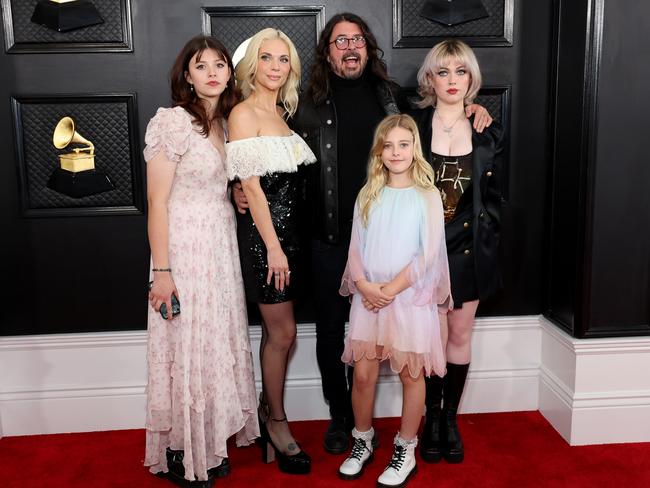 (from left) Harper, Jordyn Blum, Dave Grohl, Ophelia, and Violet. Picture: Getty Images