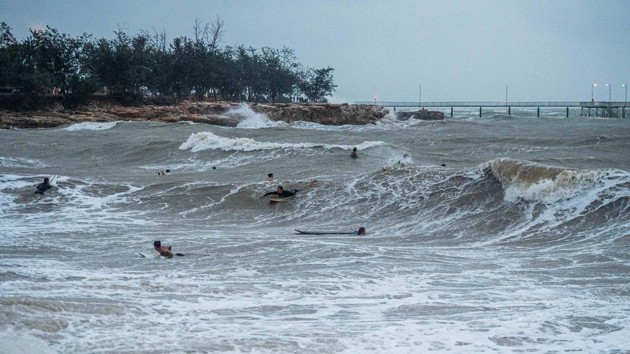 Top End Monsoon Surfing at the Nightcliff Beach, Darwin. Picture: Pema Tamang Pakhrin