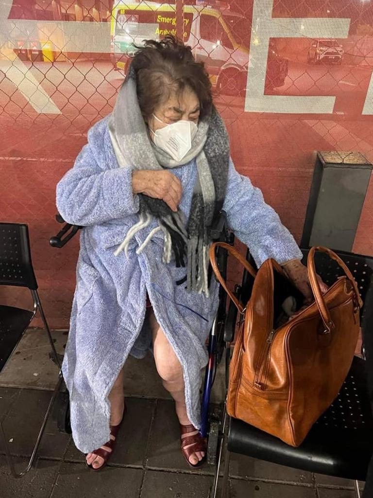 Maureen Wortley was forced to wait outside The Lyell McEwin Hospital’s emergency department for two hours in the cold. Picture: Supplied