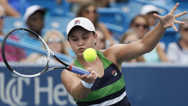 Ash Barty on her way to beating Venus Williams on Thursday.