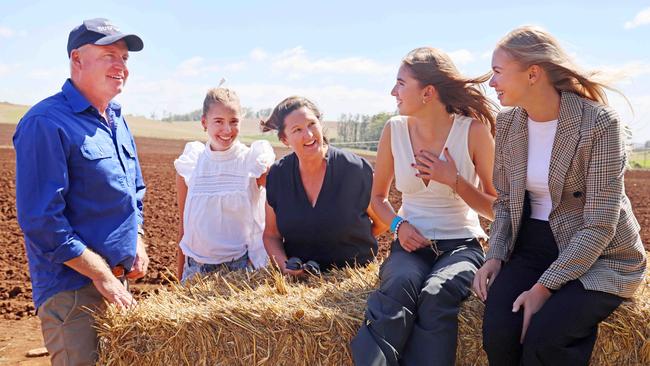 Tasmanian Premier Jeremy Rockliff with daughter Lucy, his wife Sandra Knowles, and daughters Holly and Ruby at his parent's property in Sassafras, at the official Liberal Party election campaign launch. Picture: Supplied