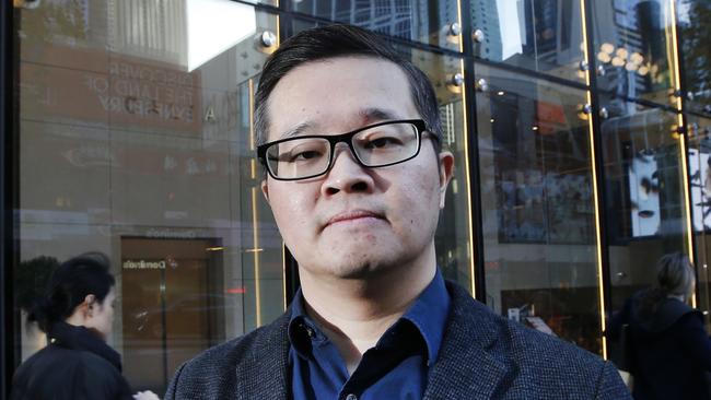 Melbourne City councilor Jason Chang was assaulted while fighting off an alleged thief outside his city business Calia Emporium on Lonsdale Street, is frustrated and fears working in the CBD.Picture: David Caird