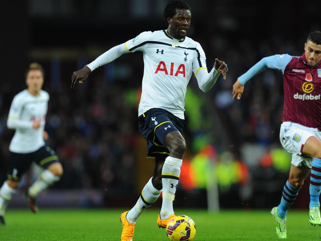 Spurs striker Emmanuel Adebayor. Picture: Stu Forster/Getty Images