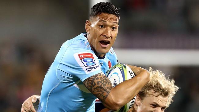 Israel Folau has missed the past five games yet still remains the Waratahs’ equal top tryscorer. Picture: Getty Images