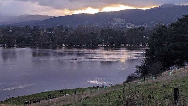 Huon River with flooding near Huonville. Picture: David Killick