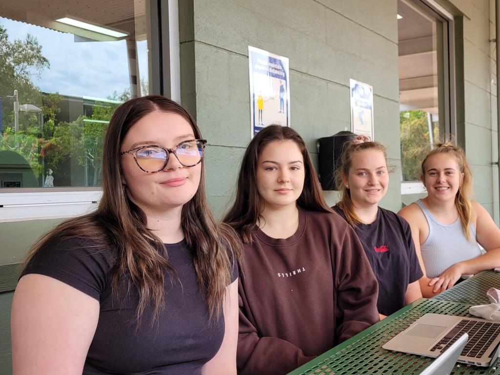 USC students Tehlia Hay, Emily Jackson, Lily Hamilton and Sara Croft said they did not agree with the decision Picture: Matty Holdsworth