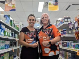 Lia Finocchiaro and Port of Darwin candidate Robyn Cahill at Blooms The Chemist Darwin Galleria, July 24, 2024. Picture: Alex Treacy