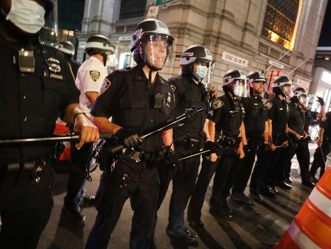 Police confront protesters in Manhattan. Picture: Getty