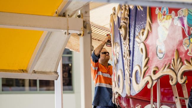 Demolition work has begun on the Rotary Carousel Broadbeach. Picture: Jerad Williams