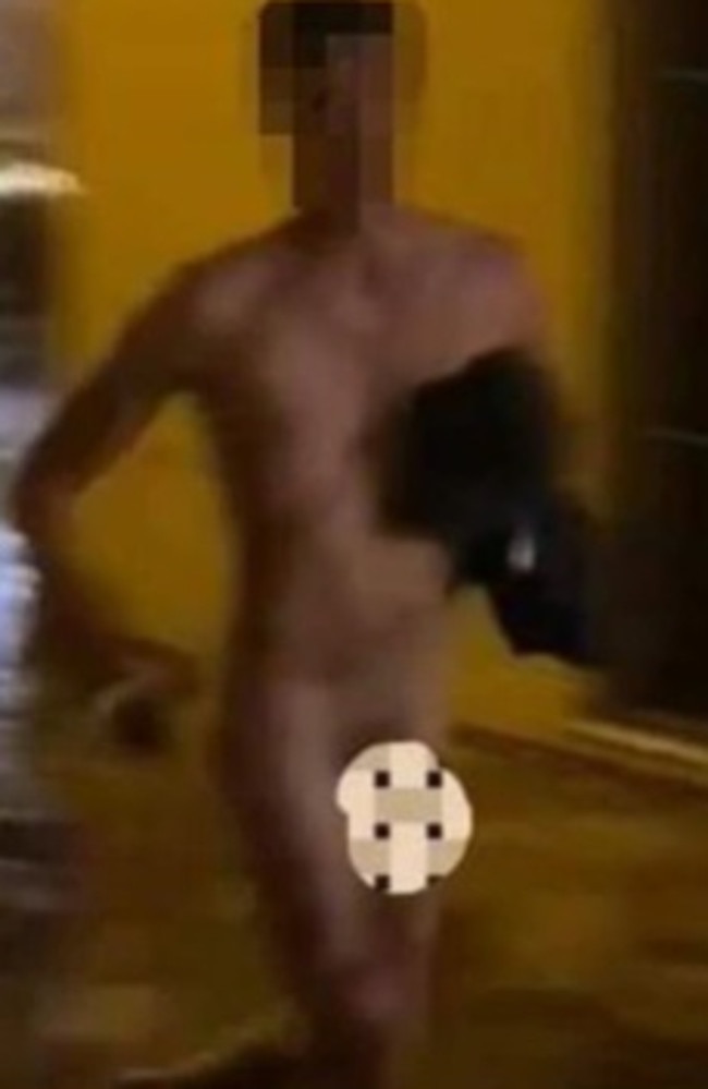 Footage of the naked Aussie has been circulated on social media.